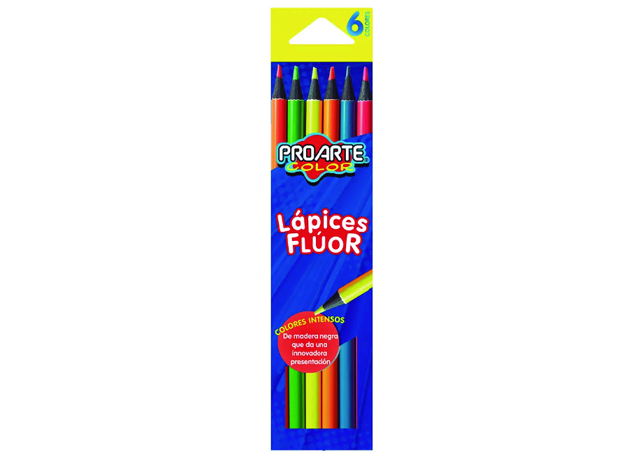  LAPIZ COLOR  6UN. FLUOR PROARTE 