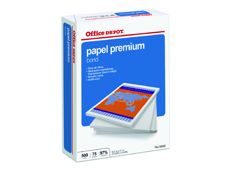  PAPEL FOTOC. CARTA 75 GR OFFICE DEPOT BLUE 500 HJ 