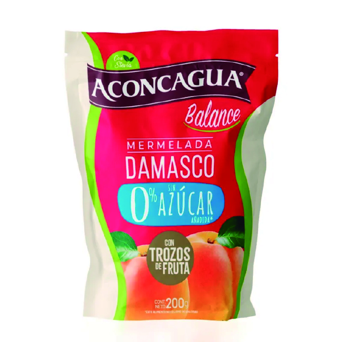  MERMELADA 200 GR ACONCAGUA DAMASCO C/AZU DOYPACK 