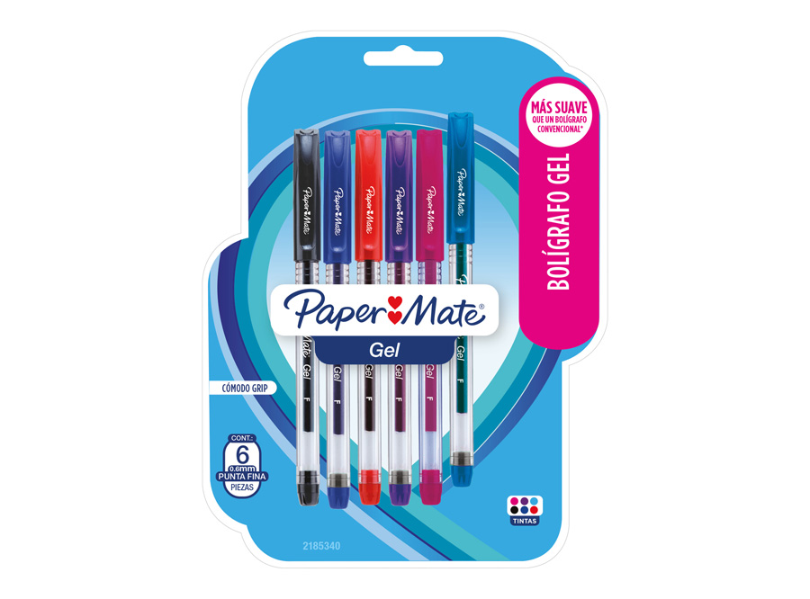  BOLIGRAFO GEL 0.5 PAPER MATE X 6UN COL.SURT. ECONO 