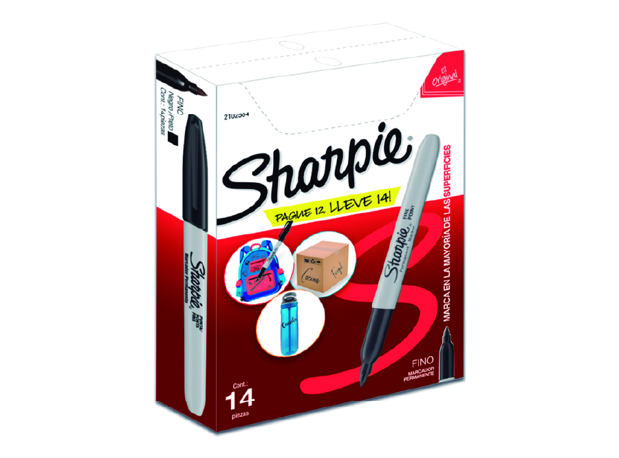  MARCADOR MULTIUSO NEGRO SHARPIE DP X 12+2 UN 