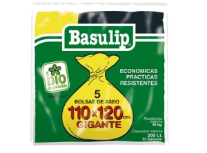  BOLSA BASURA  110 X 120 PQ X  5 UN. BASULI** 