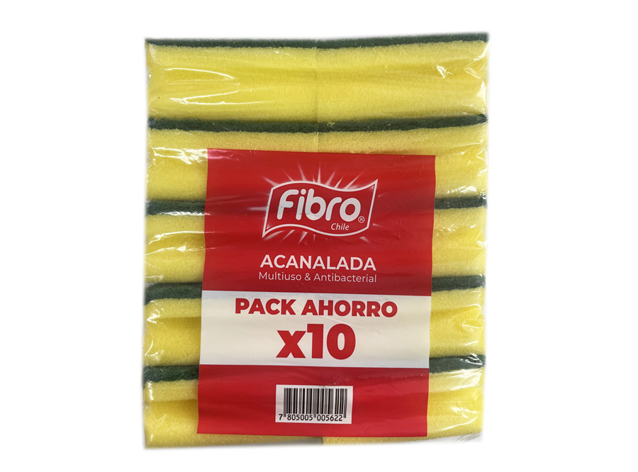  ESPONJA ACANALADA PACK AHORRO 10 UN FIBRO 