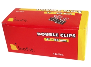  DOBLE CLIPS NEGROS  25MM DP X 12 UN ISOFIT 
