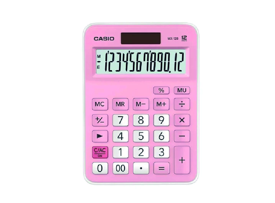  CALCULADORA BASICA ESCR/S 12DIG CASIO MX-12 ROSA 