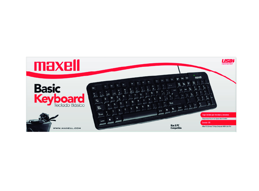  TECLADO MAXELL USB BASICO KB-90 NEGRO 