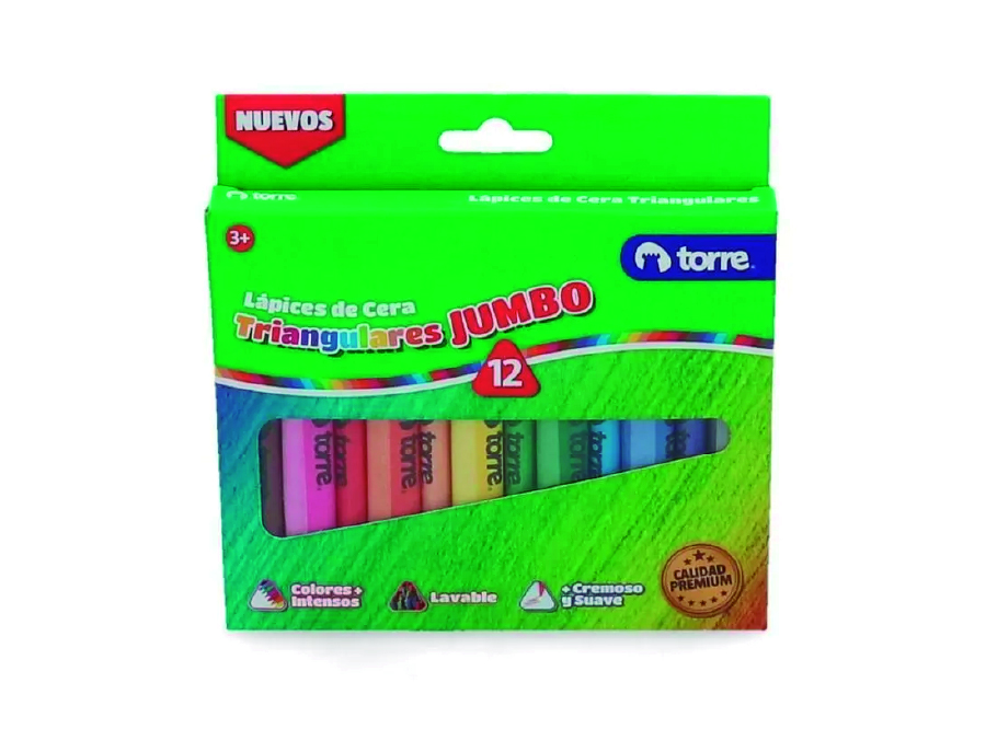  LAPIZ CERA  12 COLORES JUMBO TRIANG.TORRE IMAGIA 