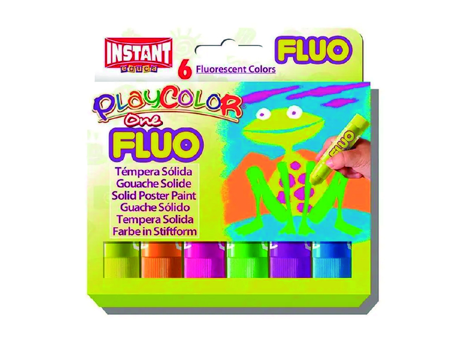  TEMPERA   6 COLORES SOLIDA FLUOR PLAYCOLOR 10 GR. 