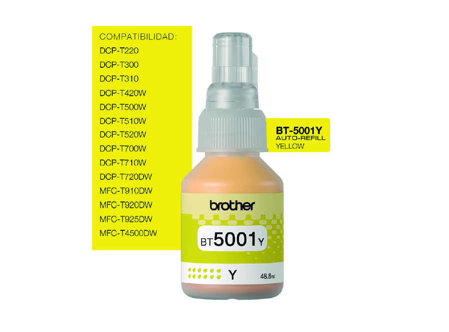  BOTELLA BROTHER BT5001-Y DCP-T300/T500/T700 5000PG 