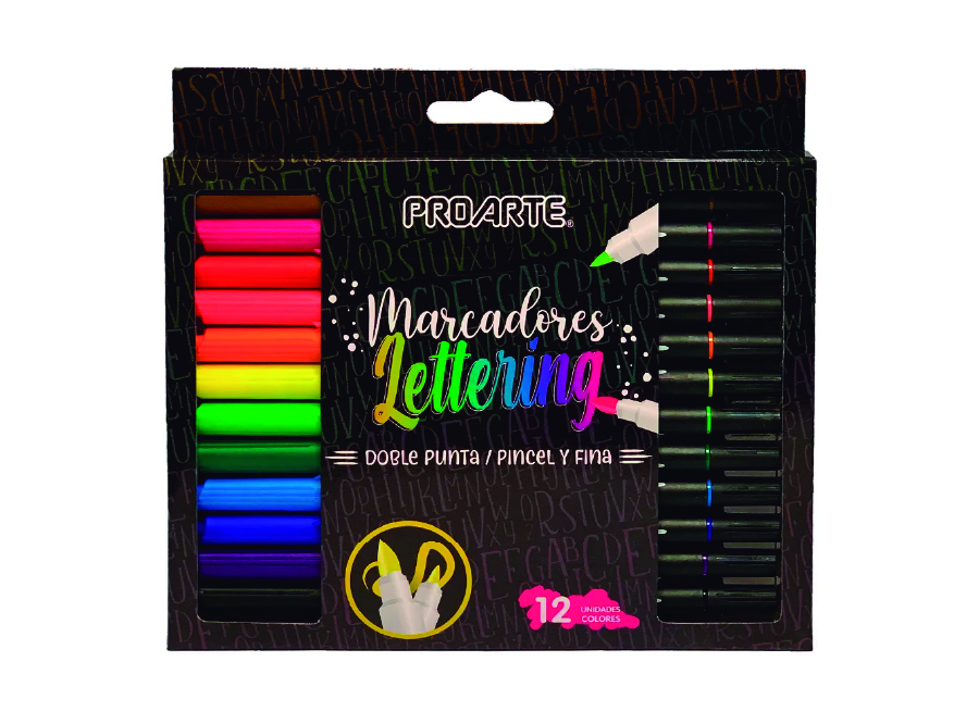  MARCADOR LETTERING COL.SURT X 12 D/PTA PROARTE 
