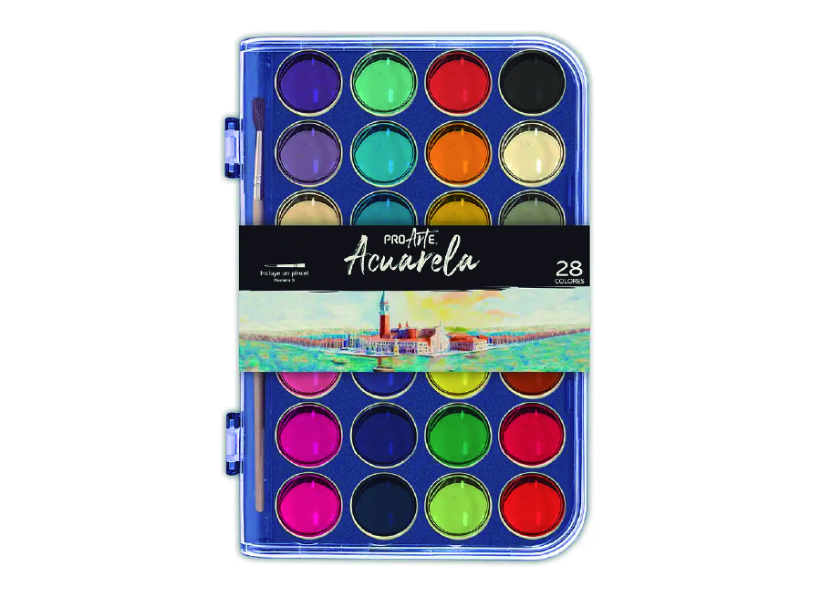  ACUARELA 28 COL.+ PINCEL PROARTE 