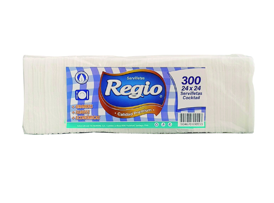  SERVILLETA COCKTAIL 24X24 300 UN REGIO BLANCA 