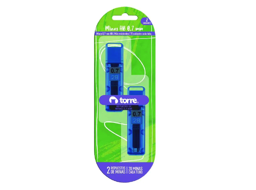  MINAS 0.7MM HB BL X 2 ESTUCHES 20 MINAS C/U TORRE 