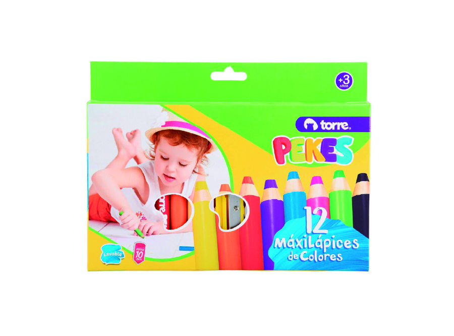  LAPIZ COLOR 12UN. JUMBO MAXI PEKES + SACAP TORRE 