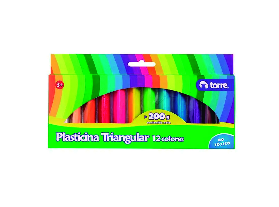  PLASTICINA 12 COLORES TORRE TRIANGULAR 