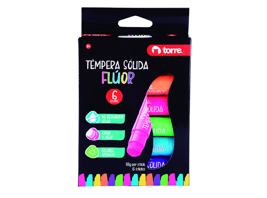  TEMPERA   6 COLORES SOLIDA FLUOR TORRE 