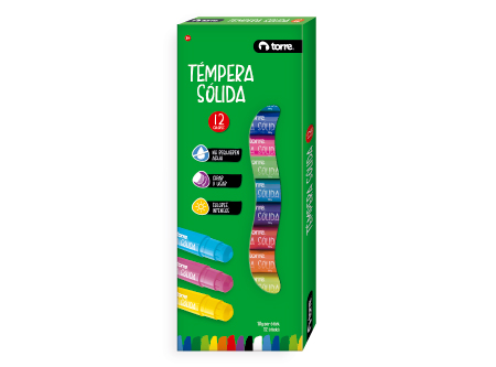  TEMPERA  12 COLORES SOLIDA TORRE 