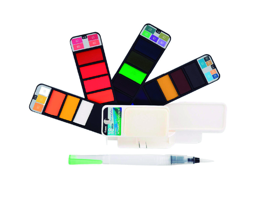  ACUARELA 18 COL. POCKET TORRE SET PINCEL+PALET+ESP 