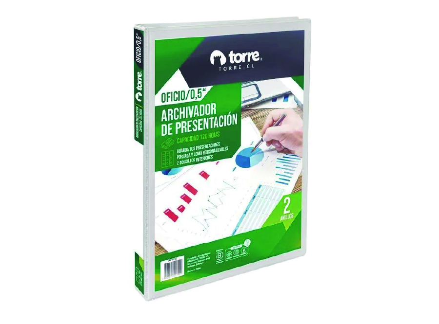  ARCHIVADOR OFICIO C/PRES.BLANCO 2 AROS 0.5 TORRE 