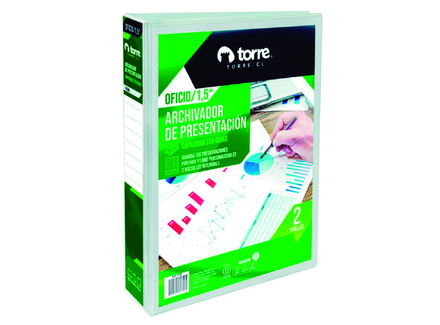 ARCHIVADOR OFICIO C/PRES.BLANCO 2 AROS 1.5 TORRE 