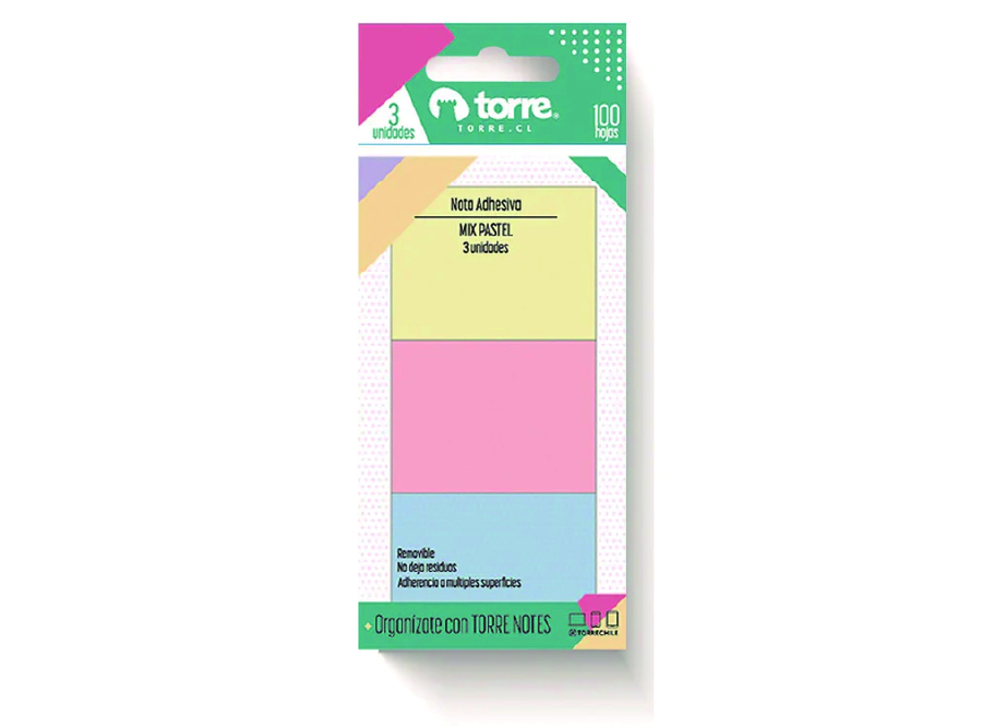  NOTA ADHE. CHICA MIX PASTEL X 3 UN TORRE 