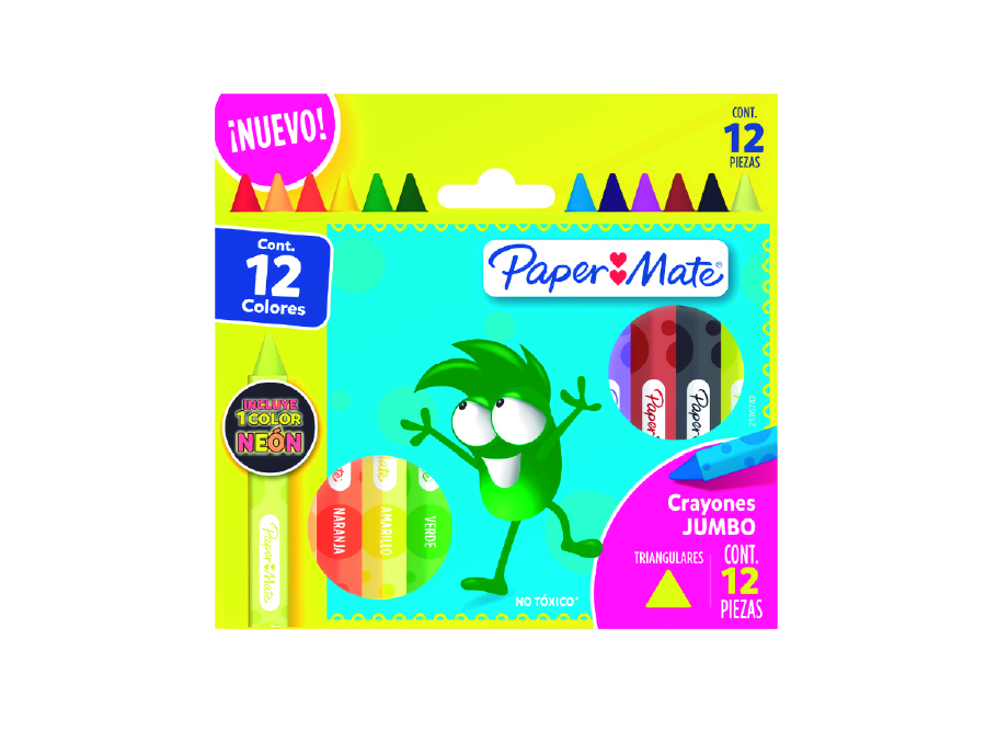  LAPIZ CERA  12 COLORES JUMBO TRIANG PAPERMATE 
