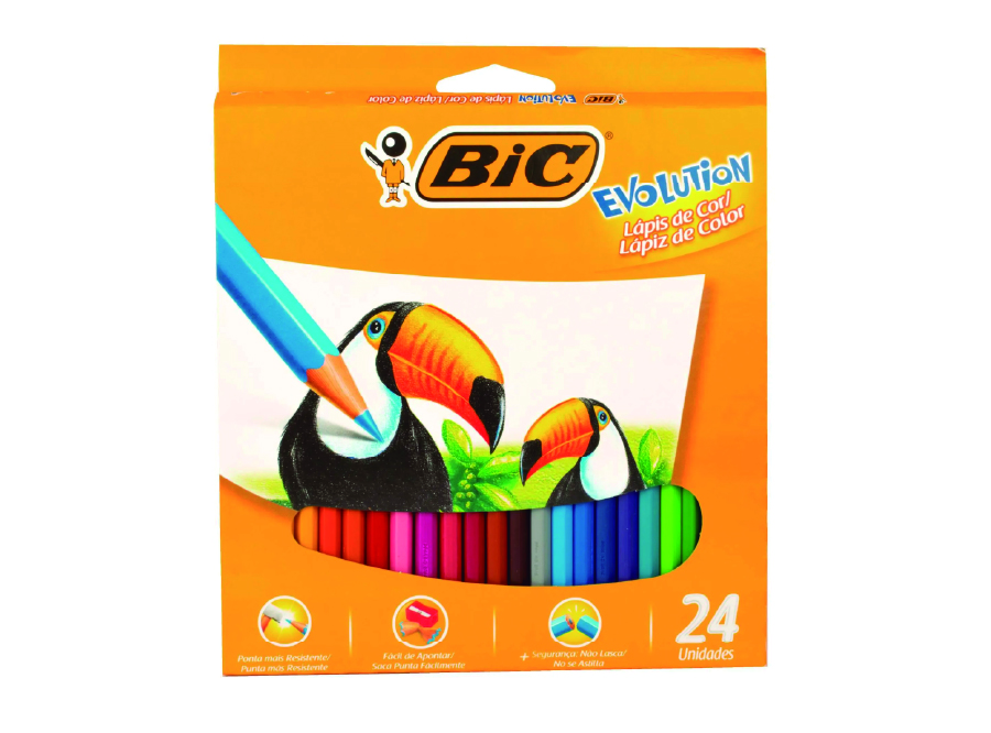  LAPIZ COLOR 24UN. LARGO HEXGA. EVOLUTION BIC 
