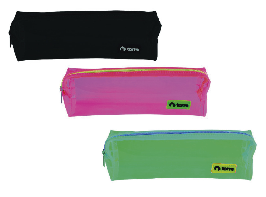  ESTUCHE ESCOLAR LISO TORRE COL. SURT.NEON 20X6CM 