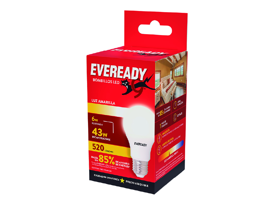  AMPOLLETA LED 6W 220-240V DP 10UN CALIDA EVEREADY 