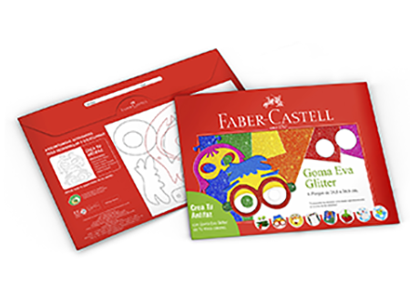  CARPETA ESC. GOMA EVA 6 HJ GLITTER FABER 