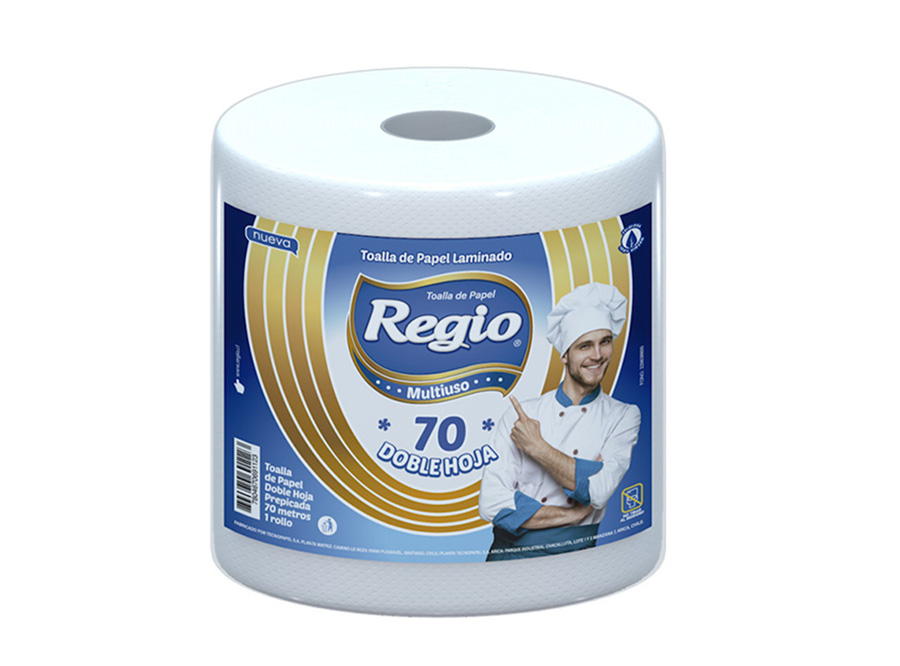  TOALLA PAPEL  1 ROLL. 70 MT. REGIO DOBLE HOJA 