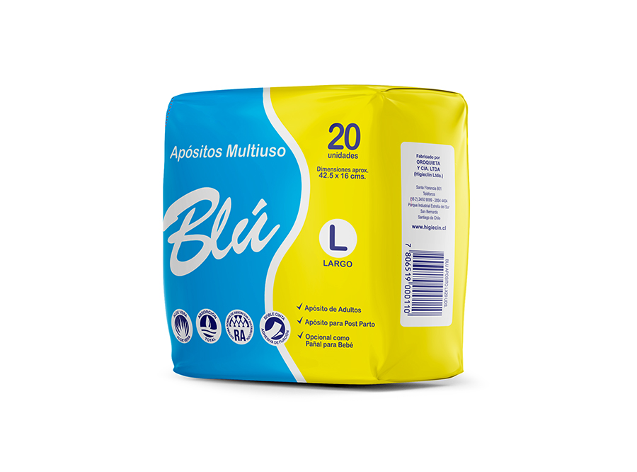  APOSITO  PANAL ADULTO  BLU PQT X 20 UN TALA L 
