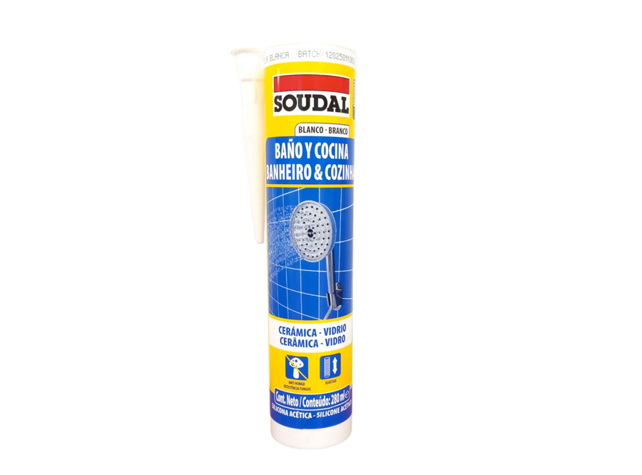  SILICONA ACETICA 280 ML BA�O/COCINA TRANSP. SOUDAL 