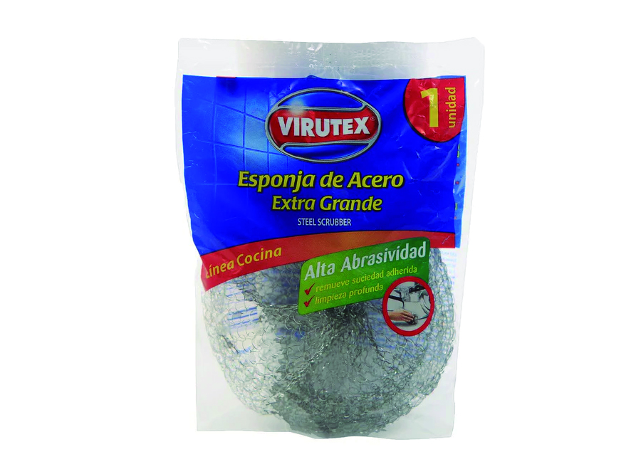  ESPONJA ACERO REDONDA EXTRA GRANDE OLLAS VIRUTEX 