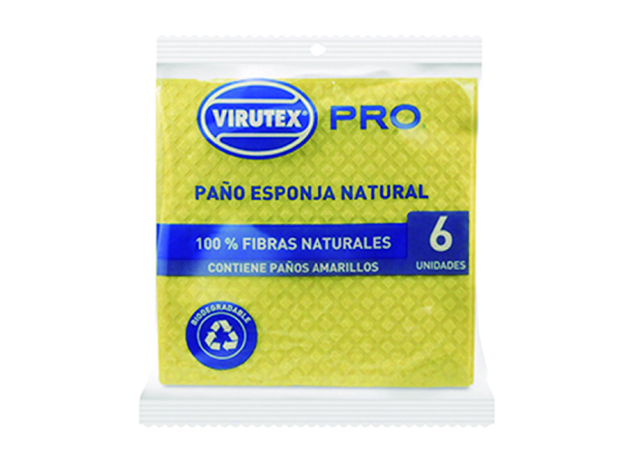  PANO ABSORB/ESPONJA X 6 UN VIRUTEX NATURAL 