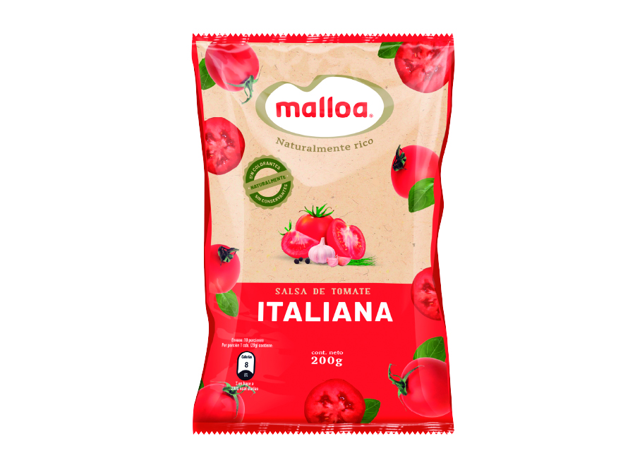  SALSA TOMATE 200 GR MALLOA  ITALIANA DOYPACK 