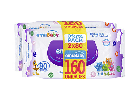  TOALLA HUMEDA X 80 HJ PACK OFTA 2UN EMUBABY S/TAPA 