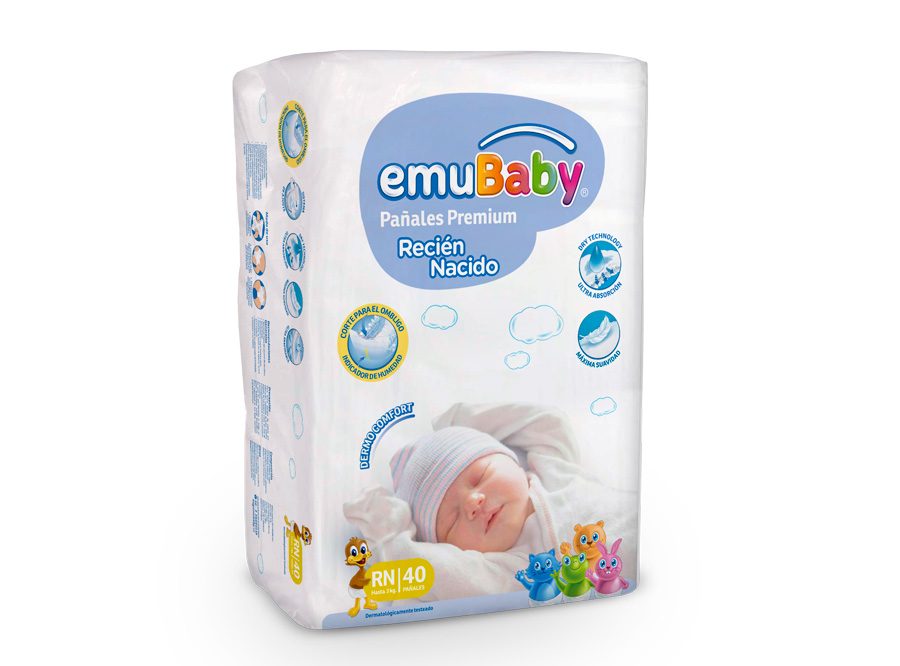 PANAL EMUBABY PREMIUM PQT X 40 UN RECIEN NACIDO 