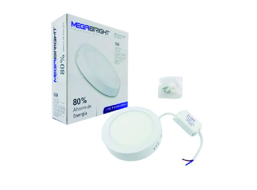 PANEL LED SOBREPUESTO MEGABRIGHT 6W LUZ FRIA 
