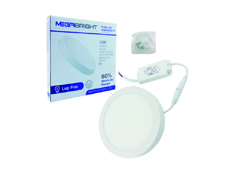  PANEL LED SOBREPUESTO MEGABRIGHT 12W LUZ FRIA 