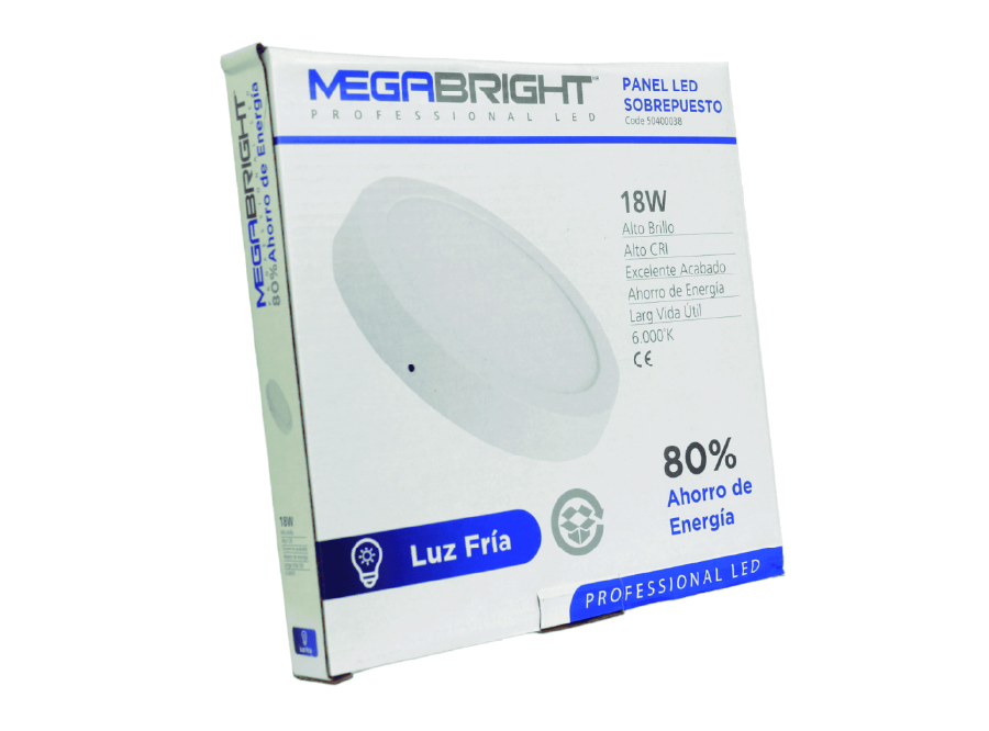  PANEL LED SOBREPUESTO MEGABRIGHT 18W LUZ FRIA 