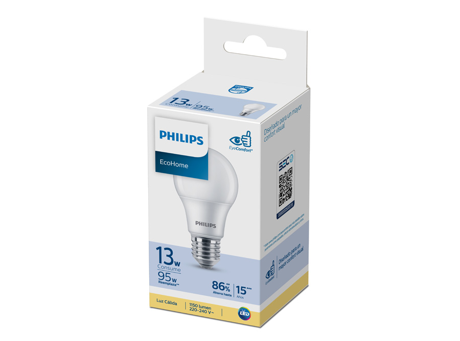  AMPOLLETA LED 13W ECOHOME LUZ CALIDA 3000K PHILIPS 