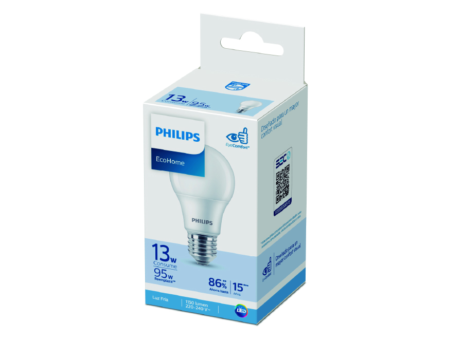  AMPOLLETA LED 13W ECOHOME LUZ FRIA 6500KHV PHILIPS 