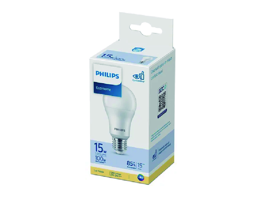  AMPOLLETA LED 15W ECOHOME LUZ CALIDA 3000K PHILIPS 