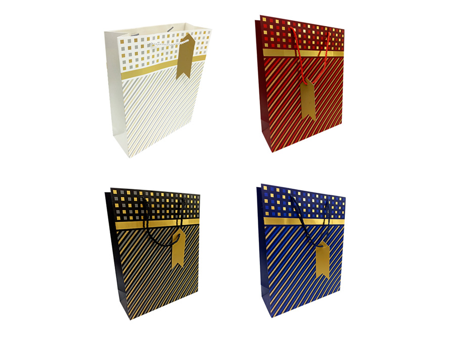  BOLSA REGALO 18X23 DPX12UN GOLDEN STRIPES FECO 