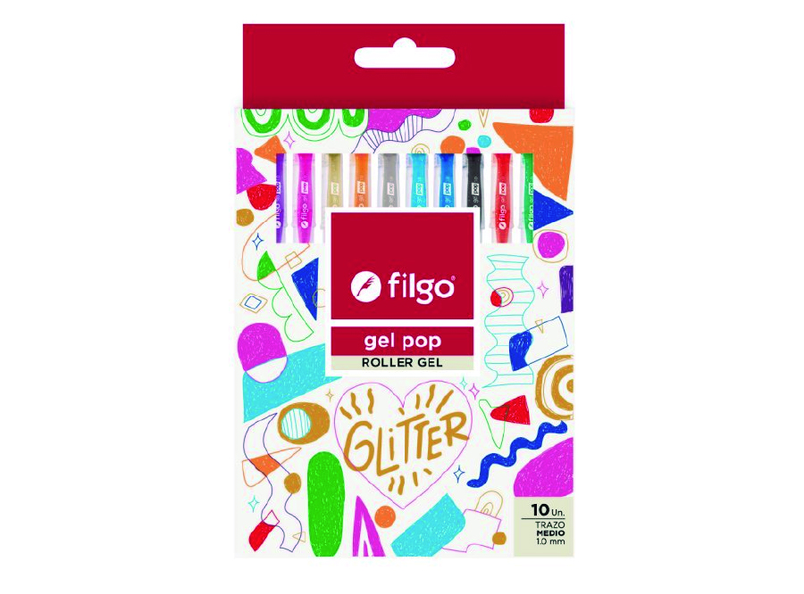  BOLIGRAFO GEL 1.0 COL.SUR GLITTER X 10 UN FILGO 