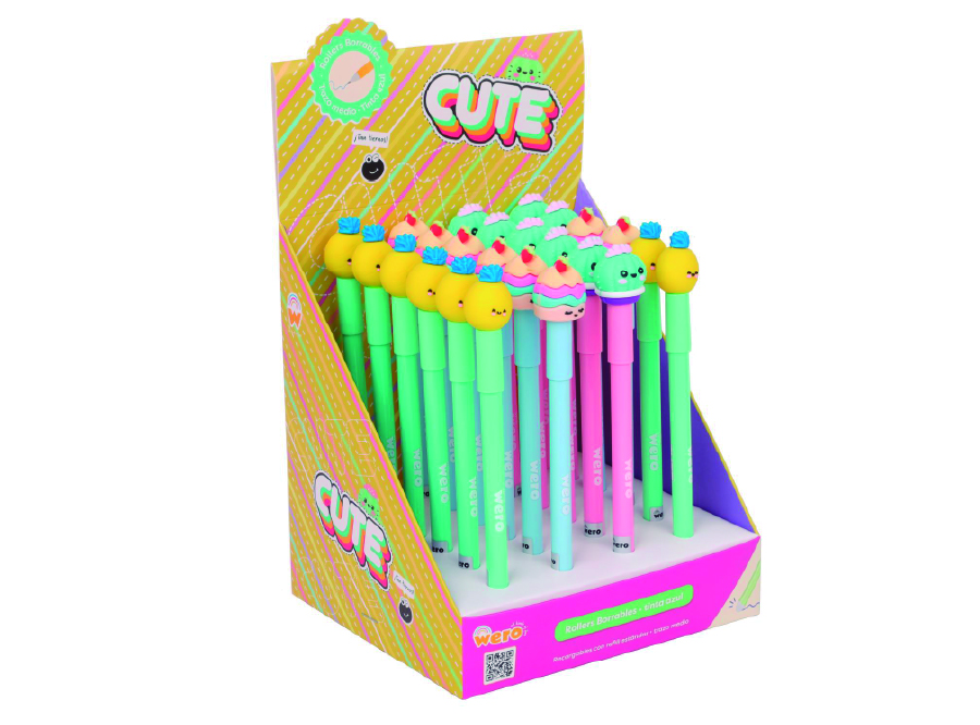  BOLIGRAFO GEL 1.0 BORRABLE BOX 24UND CUTE FRUTAS 