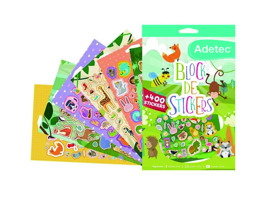 BLOCK DE STICKERS ANIMALES ADETEC +400 STICKERS 