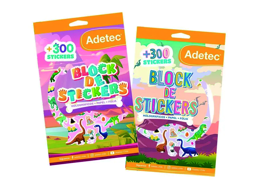  BLOCK DE STICKERS DINOSAURIOS HOLOG. ADETEC 