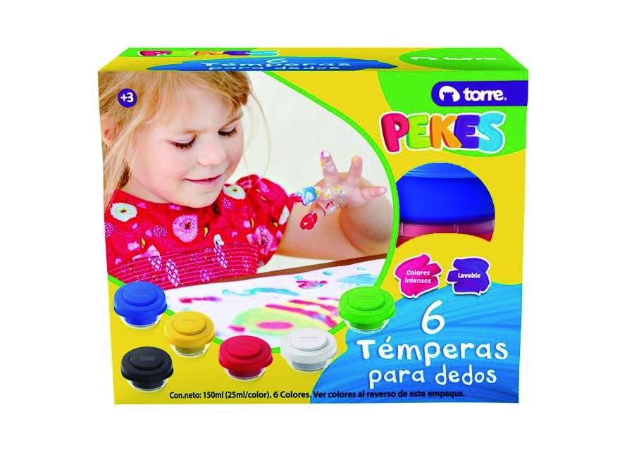  TEMPERA   6 COLORES 25 ML TORRE PARA DEDOS PEKES 
